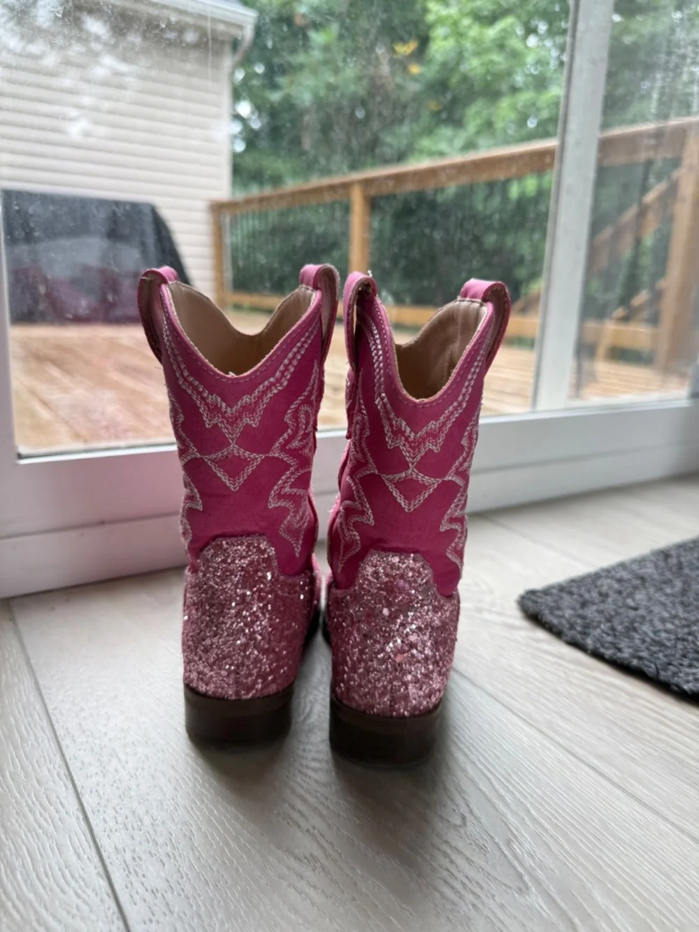 Choiran Toddler Girls Pink Sparkly Cowboy Boots Size 8